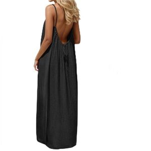 Backless Black Maxi Dress